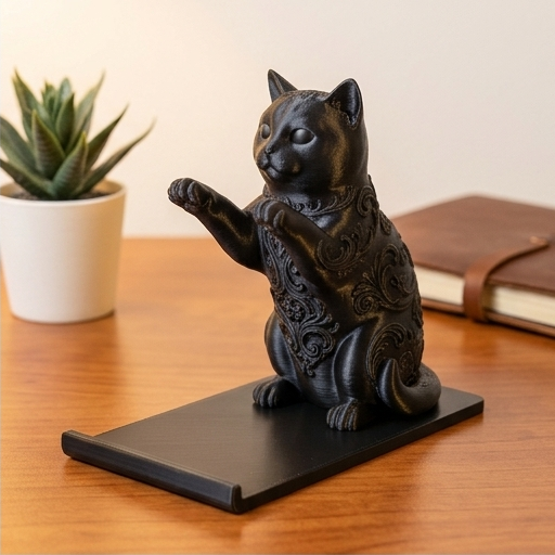 猫（ブリティッシュショートヘア）のスマホスタンド 卓上 シルク