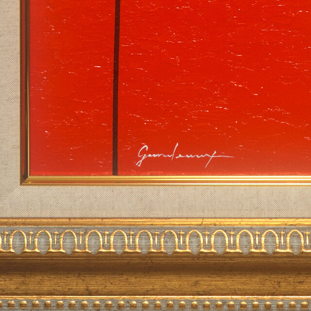 紅薔薇 -Rouge-◇がんどうあつし絵画油絵厚塗りF8号額装品◇花静物画赤