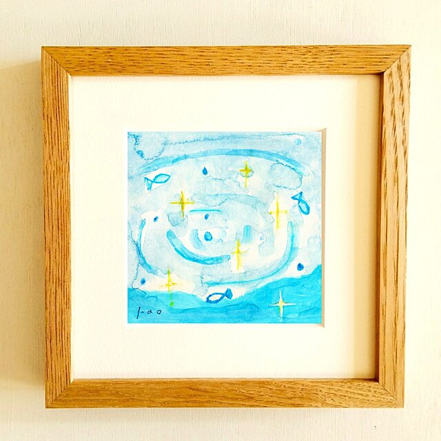 原画・水彩画】 「心の中にある泉」※木製額縁入り（18㎝角）風景画