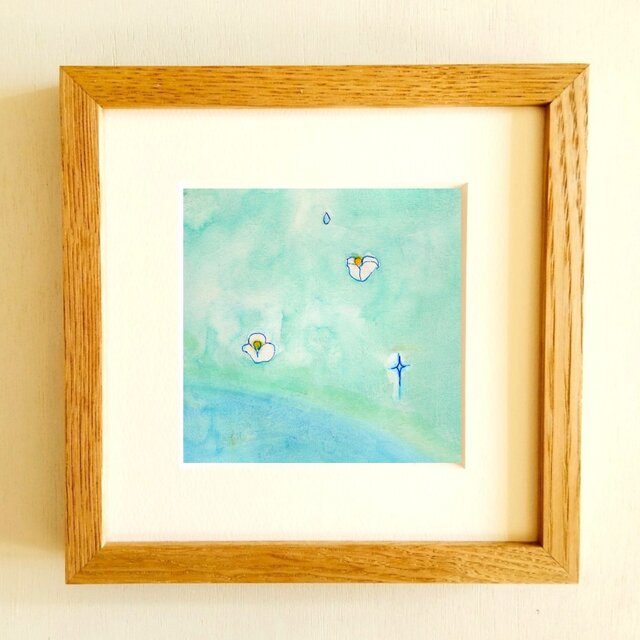 原画・水彩画】 「心の中にある泉2」※木製額縁入り（18㎝角）風景画