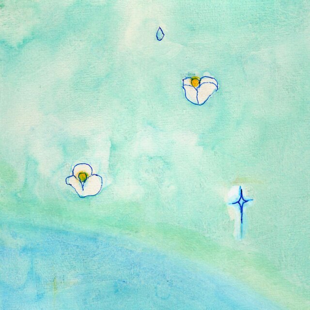 原画・水彩画】 「心の中にある泉2」※木製額縁入り（18㎝角）風景画