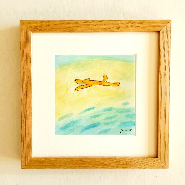 原画・水彩画】 「光の方へ」※木製額縁入り（18㎝角）風景画・イラスト