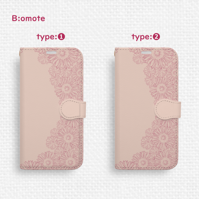 Naptime 2020SS 手帳型スマホケース  PINK 向日葵レース模様のiPhone手帳型スマホケース ピンク×ピンク | iichi