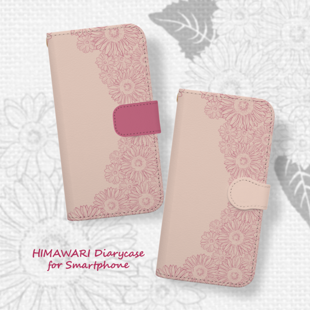 MERCURYDUO    手帳　花柄　ピンク　花柄　レース 向日葵レース模様のAndroid手帳型スマホケース ピンク×ピンク | iichi