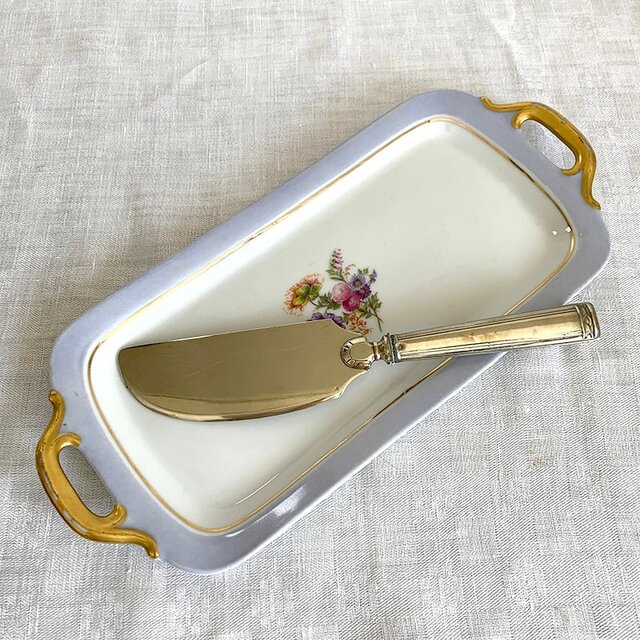 ケーキ皿 長皿 レクタングルプレート すみれ色 うす紫 リモージュ