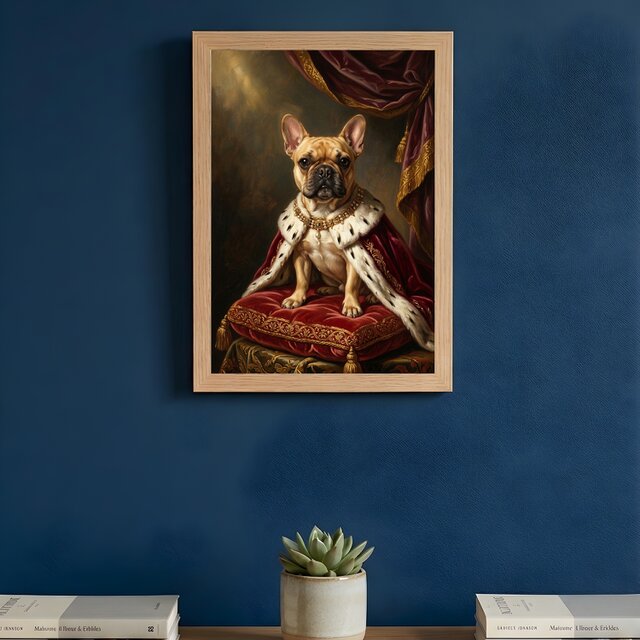 犬（フレンチブルドッグ）のルネサンス風肖像画 A4額装インテリア