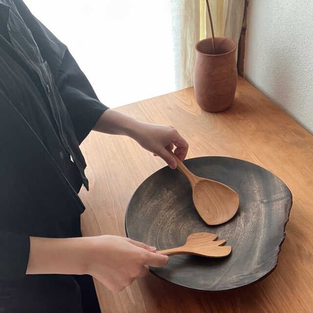 山梨県産サクラの先割れサーバー｜木製サラダサーバー 21cm | iichi