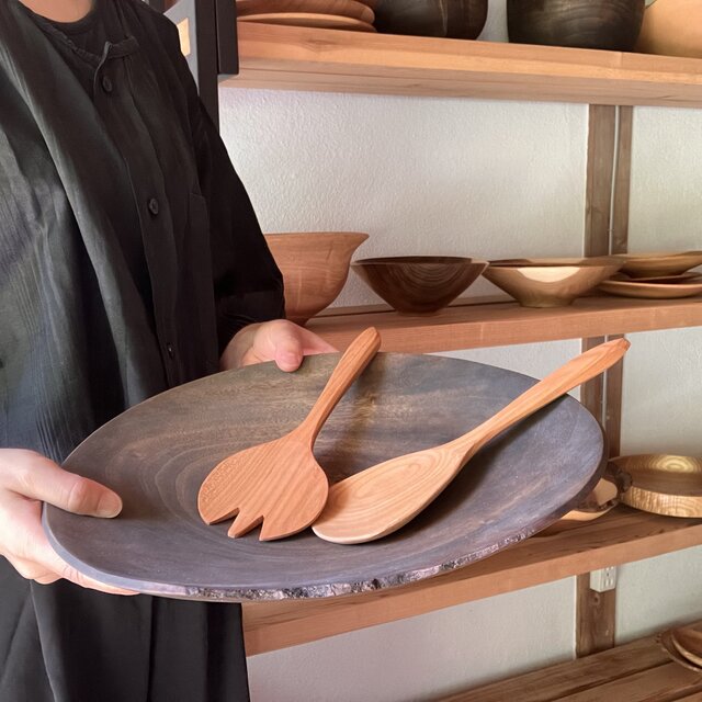 山梨県産サクラの先割れサーバー｜木製サラダサーバー 21cm | iichi