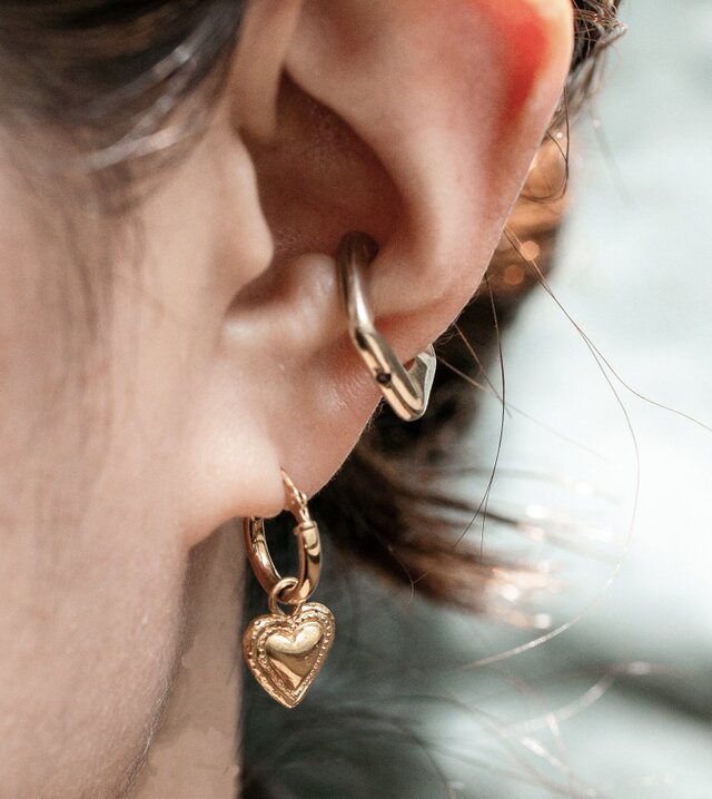 Classic heart hoop pierce❤︎ハートフープピアス《送料無料》/両耳用