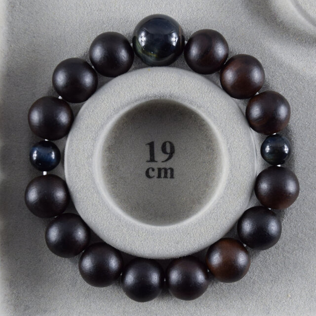 14mm 縞黒檀 青虎眼石 ブレスレット 腕輪 京都 手作り UDA67 | iichi