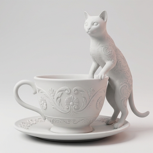 猫（エジプシャンマウ）のアクセサリートレイ 小物入れ マットホワイト
