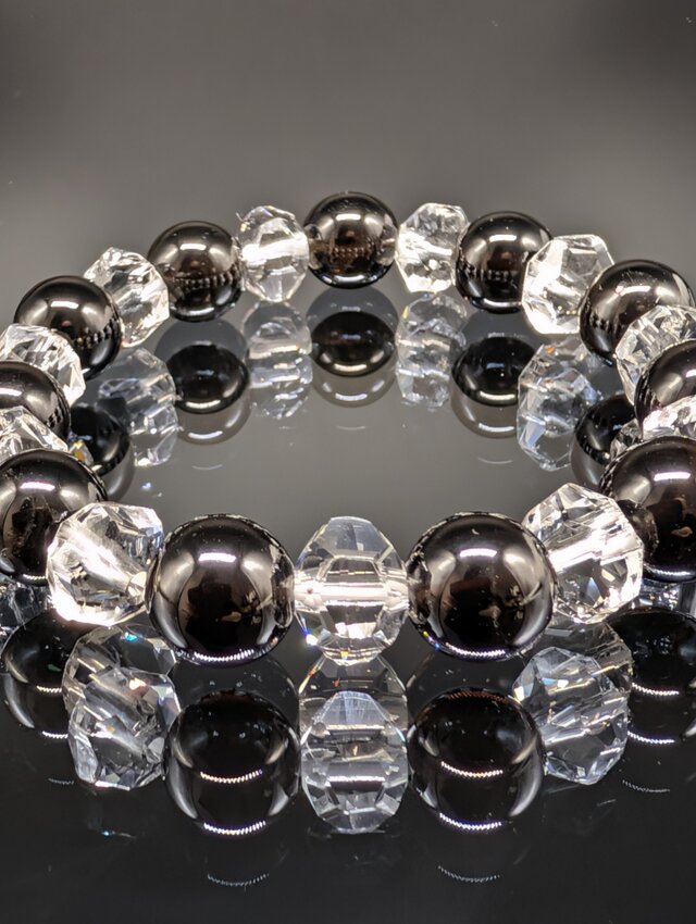 パワーストーン】モリオン・水晶【プレミアムカット】 10mm