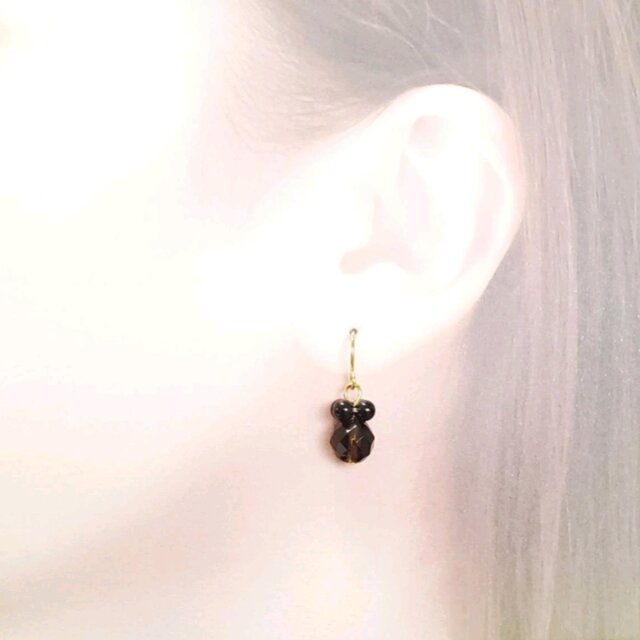 スモーキークォーツ×オニキス＊ピアス＊天然石＊サージカルステンレス