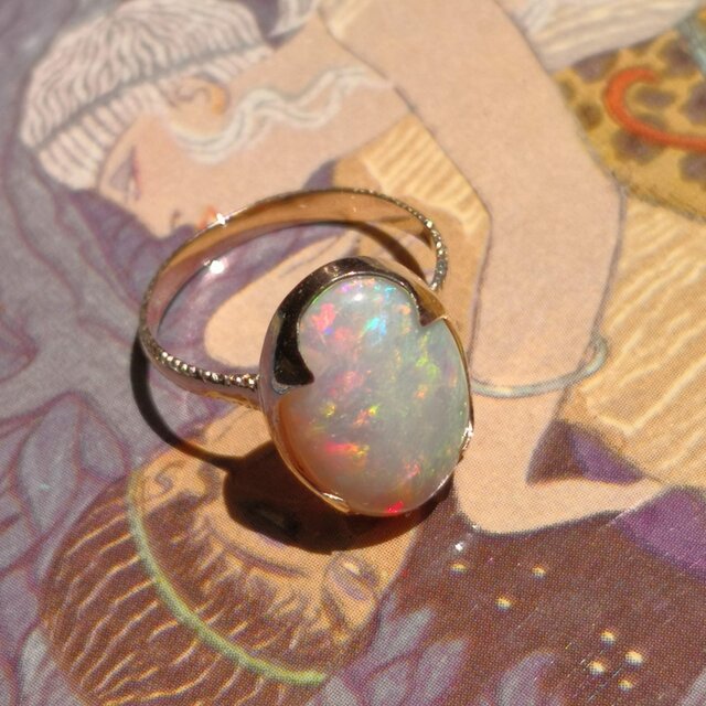 K10 天然オパールリング 10金指輪　リングゴールド重ね付け 断捨離　opal 天然オパールリング 10金イエローゴールド（k10) | iichi 日々の暮らし