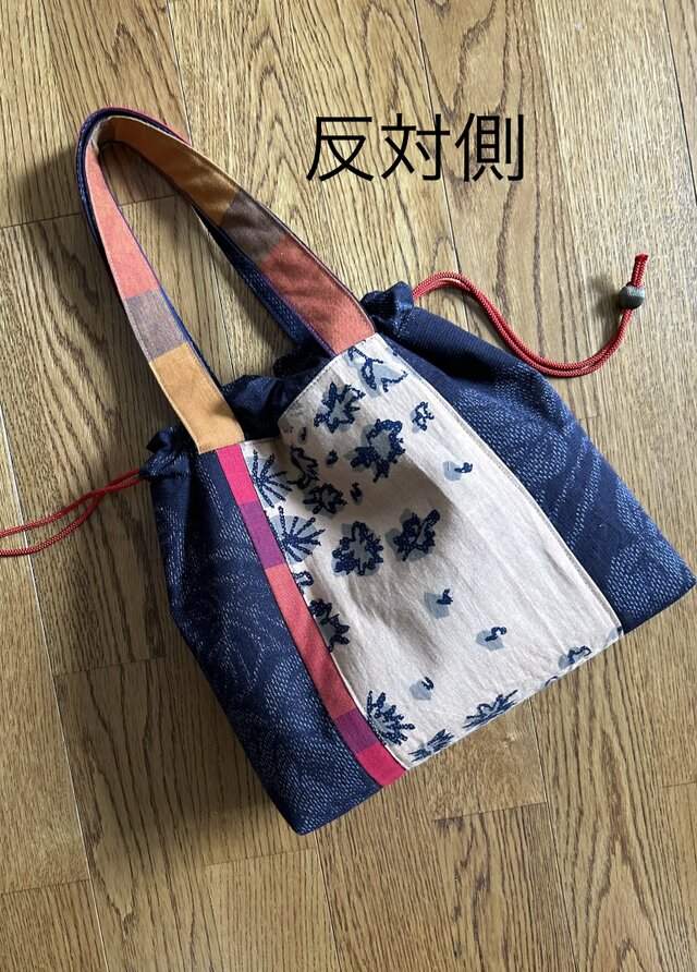 古布リメイク・・柿渋染めの巾着バッグ | iichi 日々の暮らしを