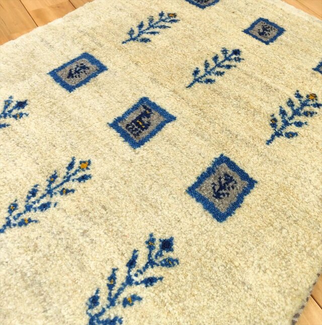 ハンドメイド 天然ウール ペルシャ ギャッベ 玄関マット 90x60