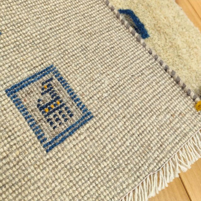 ハンドメイド 天然ウール ペルシャ ギャッベ 玄関マット 90x60