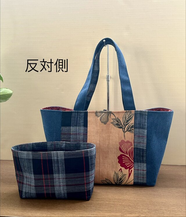 古布リメイク・・柿渋染めトートバッグ バッグインポーチ付き | iichi