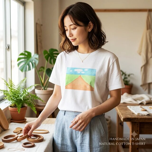 半袖Tシャツ｜イラスト コットン100％（ホワイト） 風景画 水彩画 夏