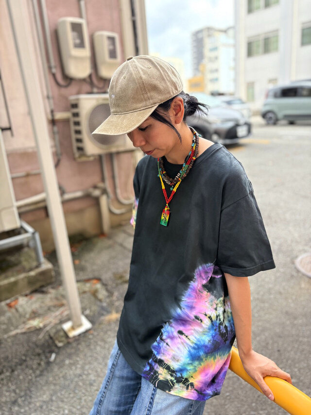 タイダイ Tシャツ Lサイズ ブラック×カラフル Hippies Dye HD26-57