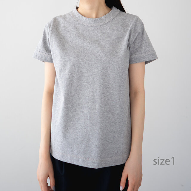dry touch cotton/wide collar sleeve binder tee/杢グレー/size1.2