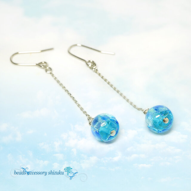 ロングピアス 蓄光 ピアス 月 プレシャスオパール ピアス クローバー 