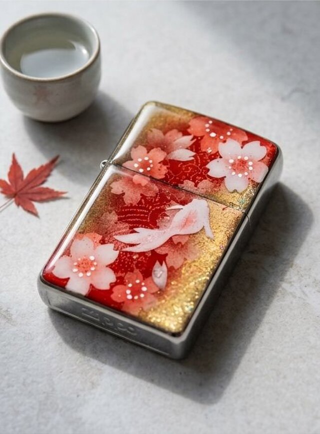 zippoケース『歌』ライター ジッポ 和柄 工芸 職人 送料無料 名入れ 桜