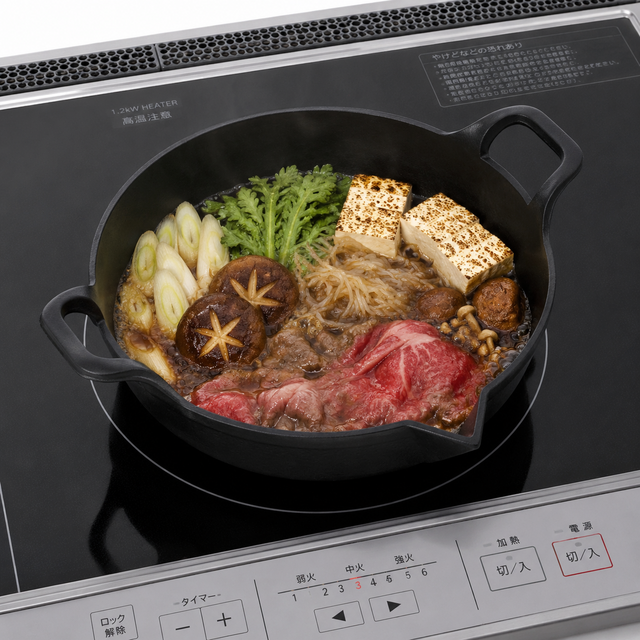 南部鉄器 鉄鍋 すき焼き鍋 天ぷら鍋平底25cm 日本製 直火・IH対応