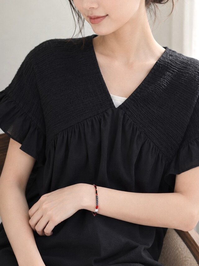 Black&Red Lineブレスレット｜大人のビーズブレスレット｜淡水パール