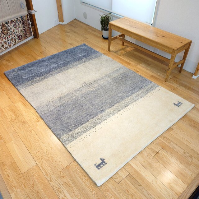 ハンドメイド 夏はさらさら 新商品 ゆるギャッベ ラグ 200x138㎝ 天然