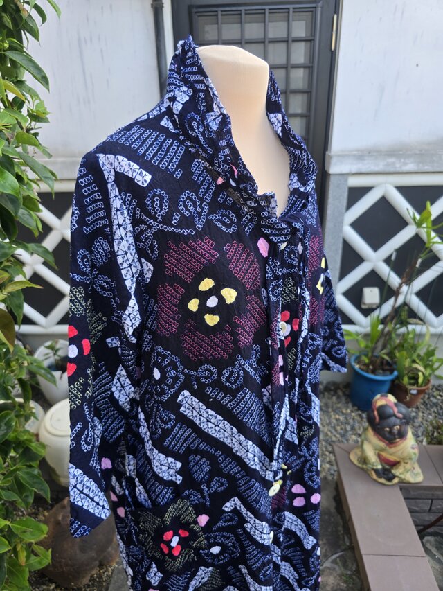 浴衣リメイク 手作り 有松絞り 前開き ワンピース | iichi 日々の