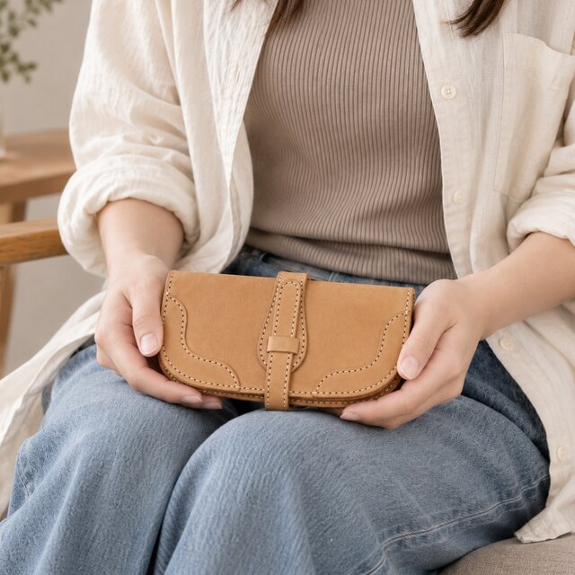 本革手縫いのアレンジ長財布【受注製作】のコピー | iichi 日々の