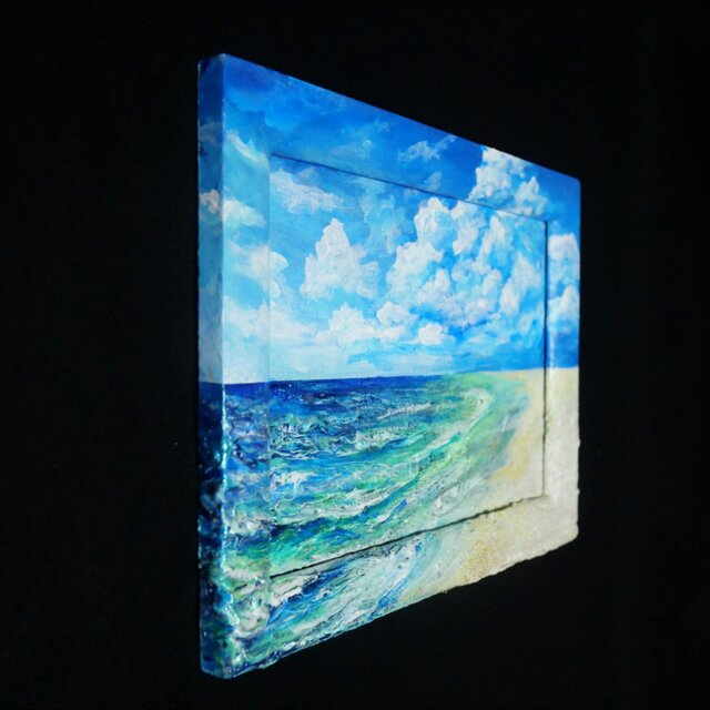 油絵 海の 大きい波絵 油絵 油彩 油彩画 絵 絵画 海と波 日