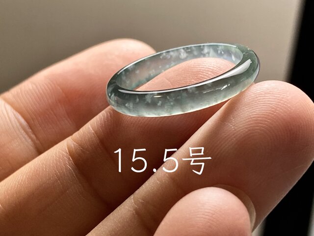 L18-207 氷種 青緑 15.5号 グアテマラ産 A貨 本翡翠 くりぬき リング