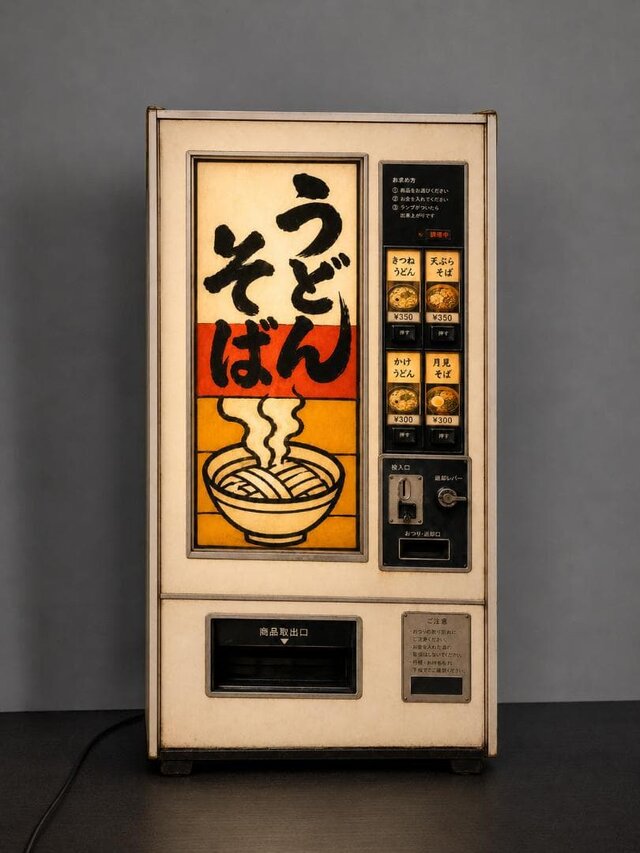 昭和レトロ　文房具屋　ウチダ　看板　店舗用非売品 オーダー無料】うどん そば 自動販売機 食堂 レストラン 屋台 昭和