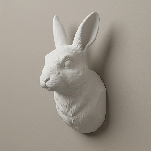 うさぎ（ダッチ）の壁掛けレリーフ 3Dプリント 白PLA インテリア