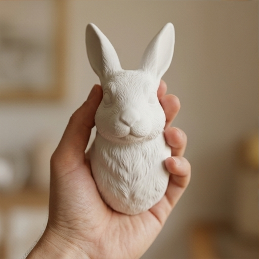 うさぎ（ダッチ）の壁掛けレリーフ 3Dプリント 白PLA インテリア