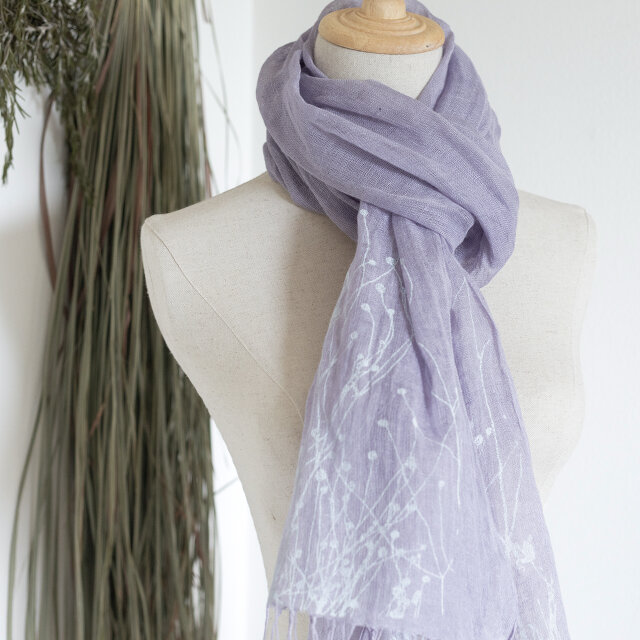 草木染めリネンストール｜Wild Meadow｜Lavender | iichi 日々の暮らし