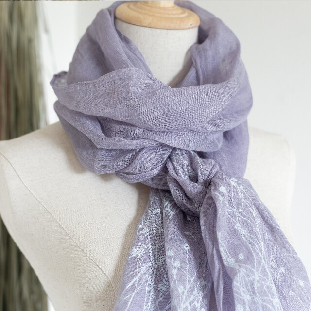 草木染めリネンストール｜Wild Meadow｜Lavender | iichi 日々の暮らし