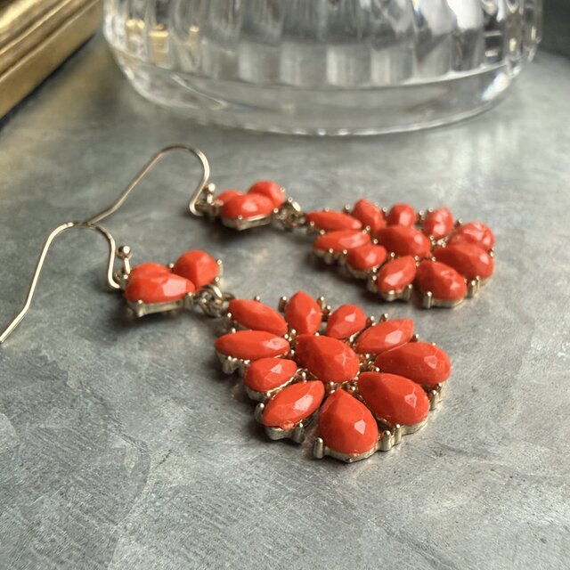 PA520-【 AVON 】エイボン・ヴィンテージピアス 1980's Coral Orange