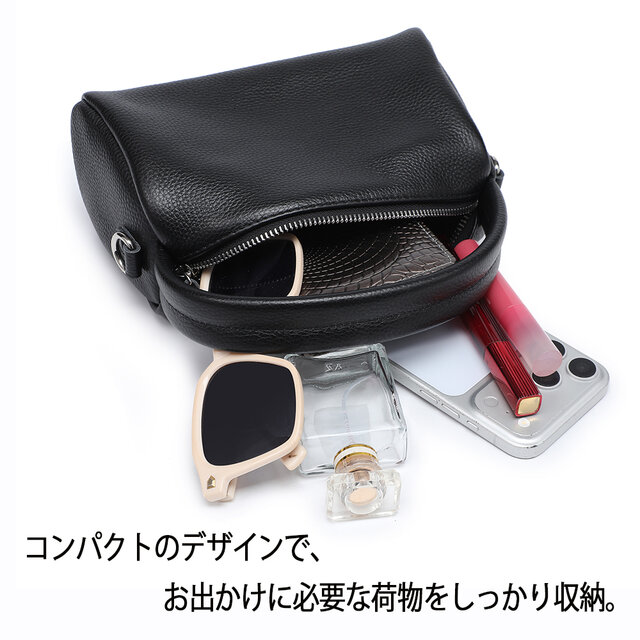 本革 ミニボストンバッグ 2WAY ハンド＆ショルダー 軽量 斜め掛け 通勤 