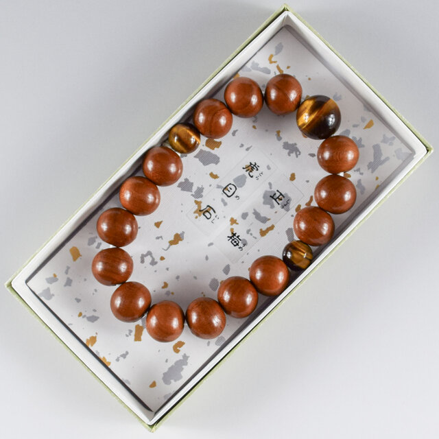 13mm 梅木 茶虎眼石 タイガーアイ 仕立て ブレスレット 腕輪 京都