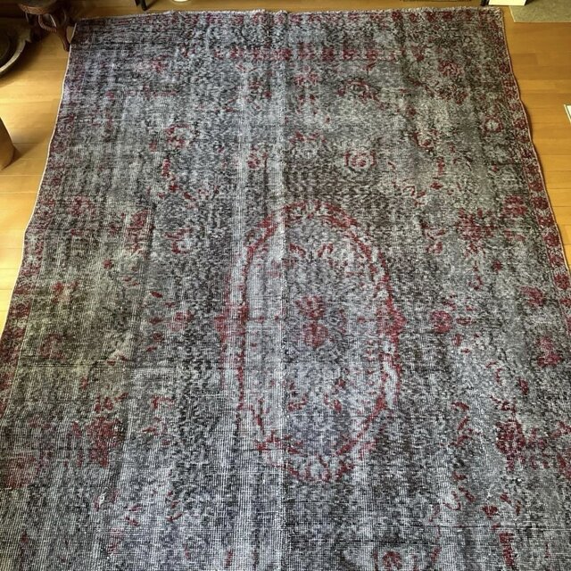 レア超大判170×293 ダークグレイ×ボルドー　トルコヴィンテージラグ レア超大判170×293 ダークグレイ×ボルドー トルコヴィンテージラグ