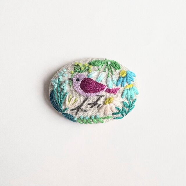 ハンドメイド刺繍ブローチ 2-72 巣立ち、トキの親子 ハンドメイド刺繍ブローチ 2-72 巣立ち、トキの親子 ハンドメイド刺繍