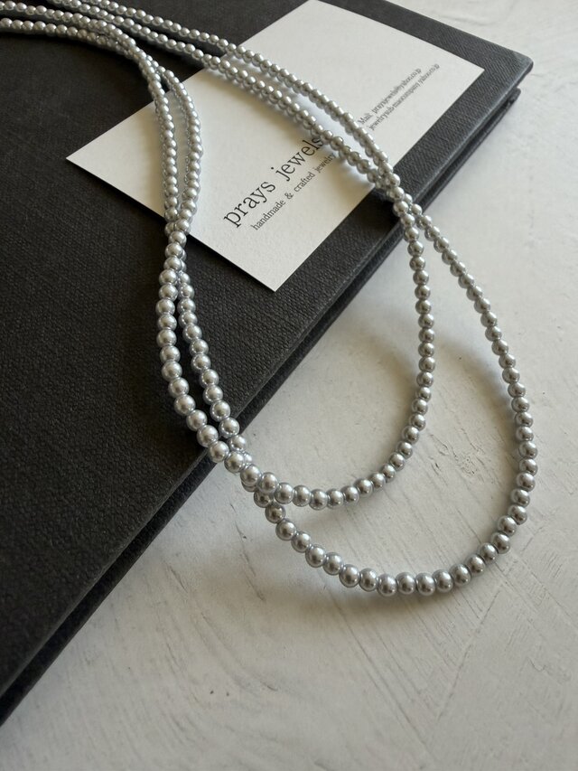 Pearls Long Necklaces 3mm グレーパールロング105～110cm ロング1