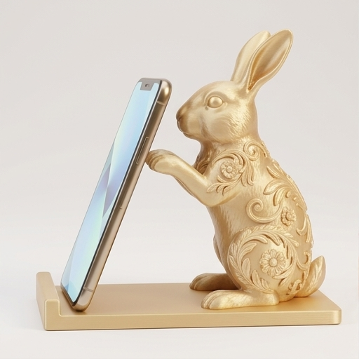うさぎ　まとめ売り うさぎ（サテン）のスマホスタンド 卓上 シルクゴールド | iichi 日々