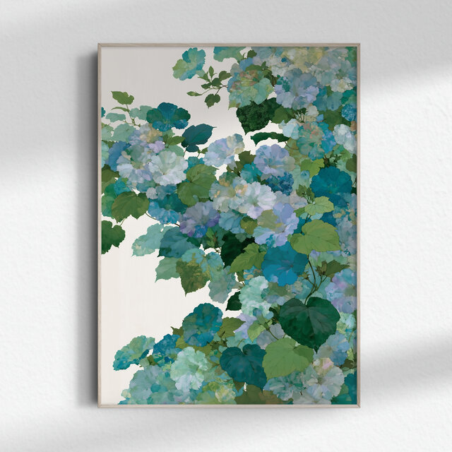 ボタニカル【初夏に溶け込む朝顔 タイプB】植物画 水彩画 絵画