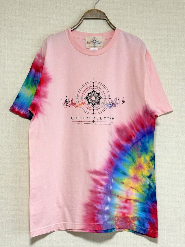 タイダイ Tシャツ Lサイズ ピンク×カラフル COLORFREEYTHM HD26-60