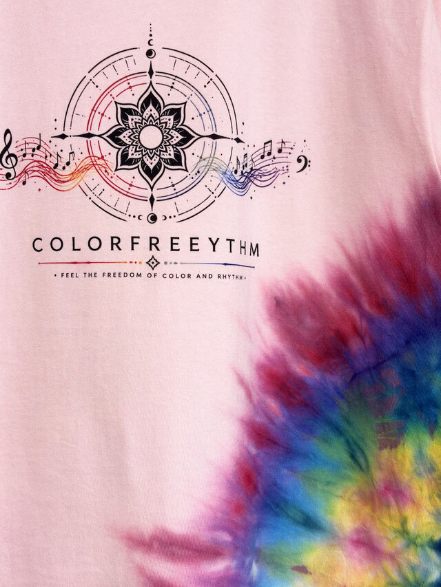 タイダイ Tシャツ Lサイズ ピンク×カラフル COLORFREEYTHM HD26-60