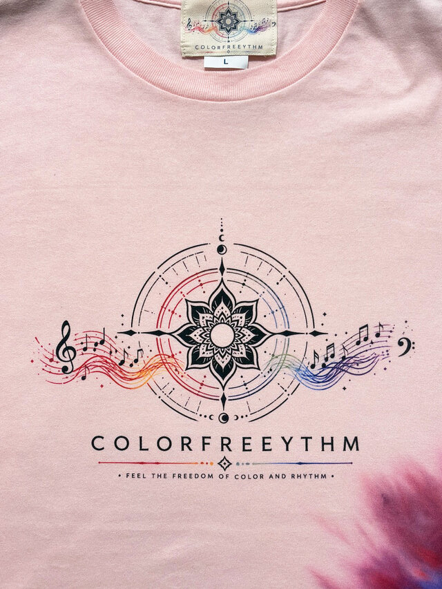 タイダイ Tシャツ Lサイズ ピンク×カラフル COLORFREEYTHM HD26-60